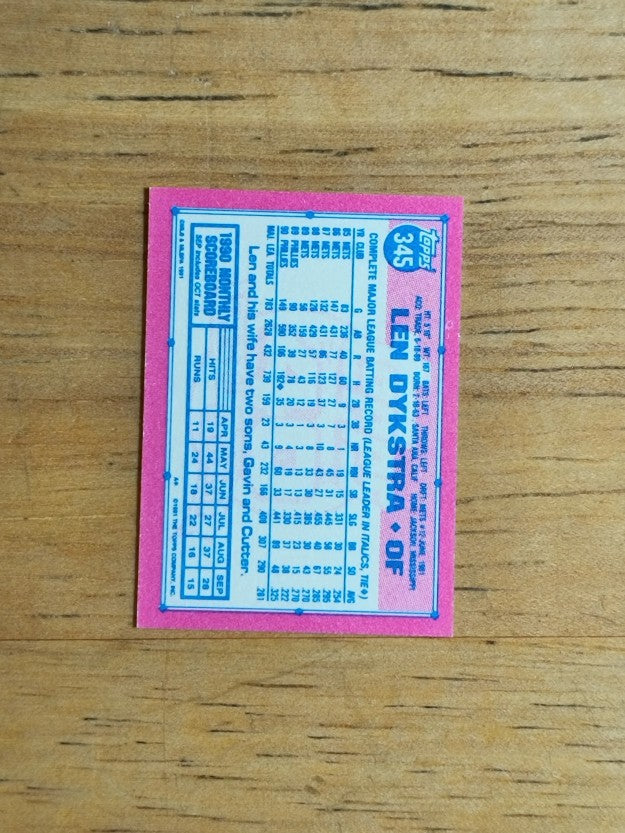1991 Topps Micro #345 Len Dykstra