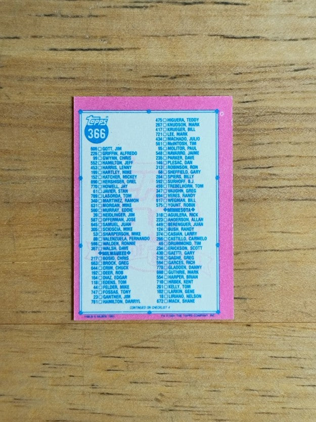 1991 Topps Micro #366 Checklist