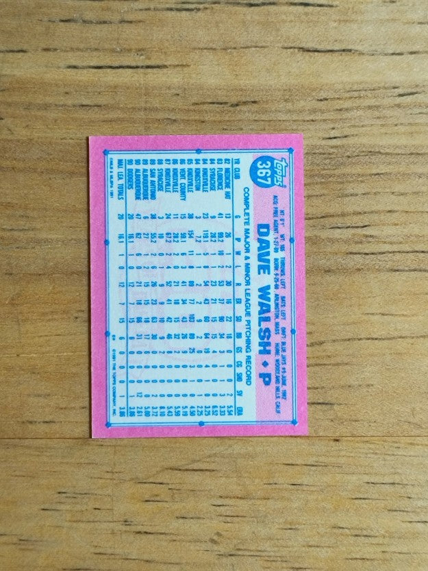 1991 Topps Micro #367 Dave Walsh