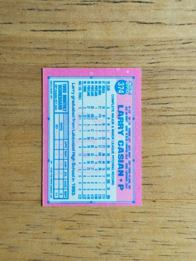 1991 Topps Micro #374 Larry Casian
