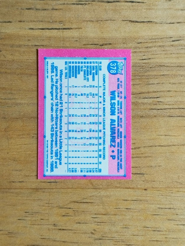1991 Topps Micro #378 Wilson Alvarez FTC