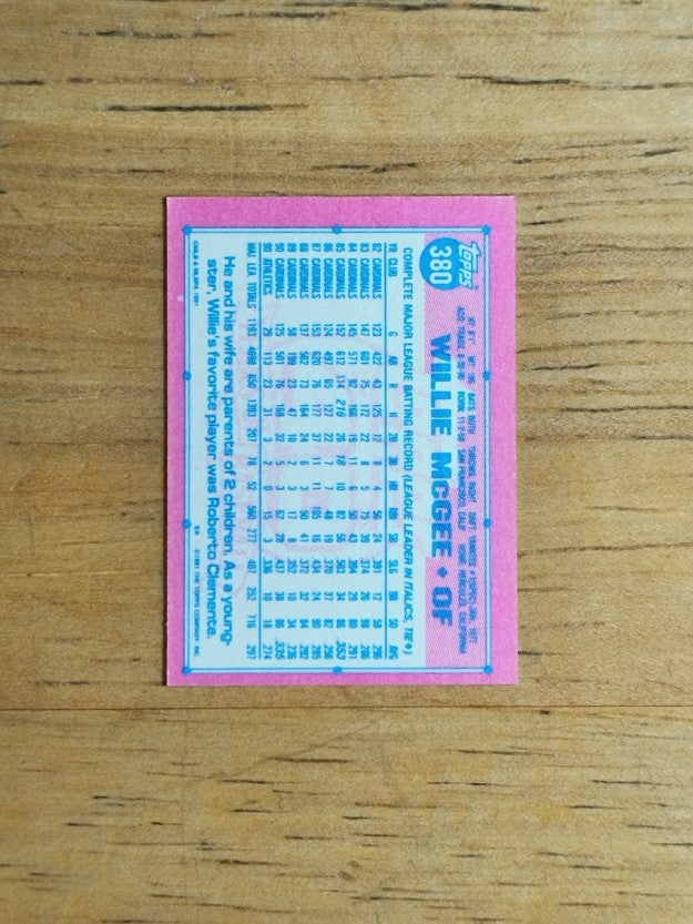 1991 Topps Micro #380 Willie McGee