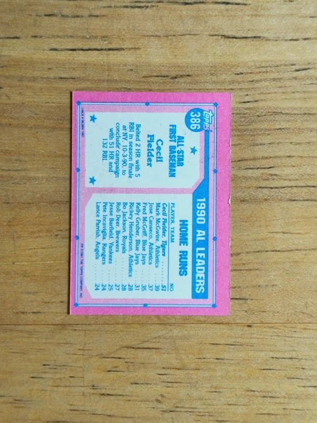 1991 Topps Micro #386 Cecil Fielder AS