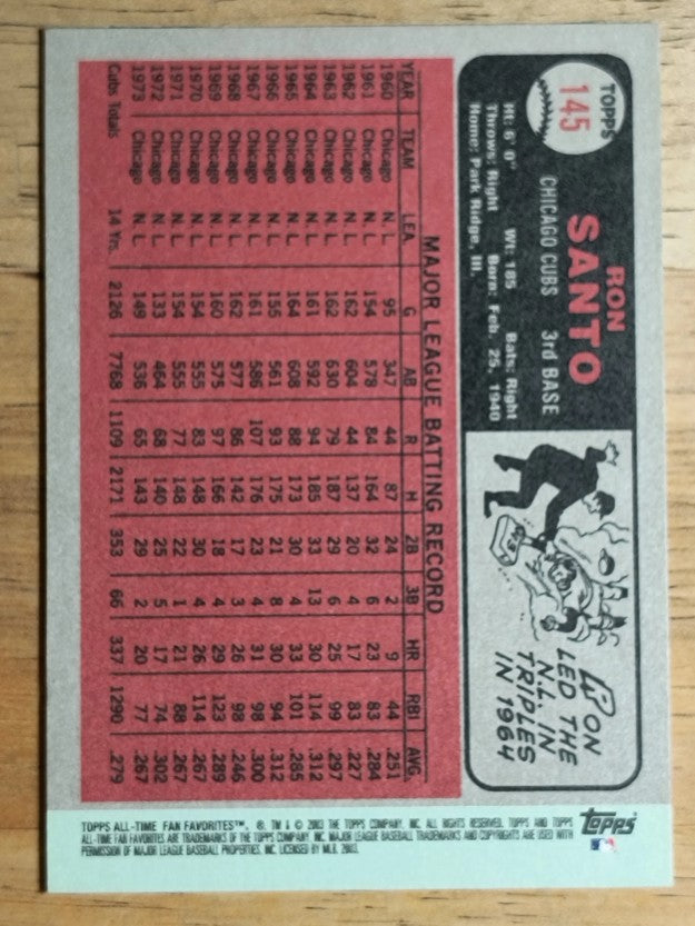 2003 Topps All-Time Fan Favorites #145 Ron Santo