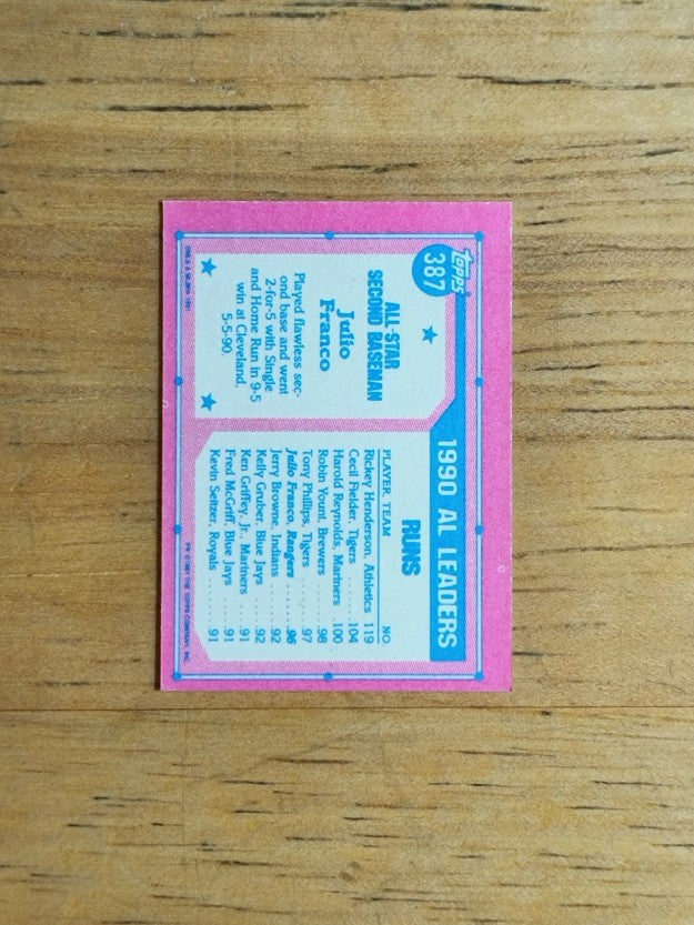 1991 Topps Micro #387 Julio Franco AS