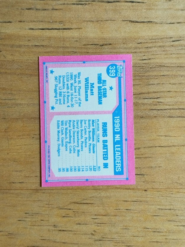 1991 Topps Micro #399 Matt Williams AS