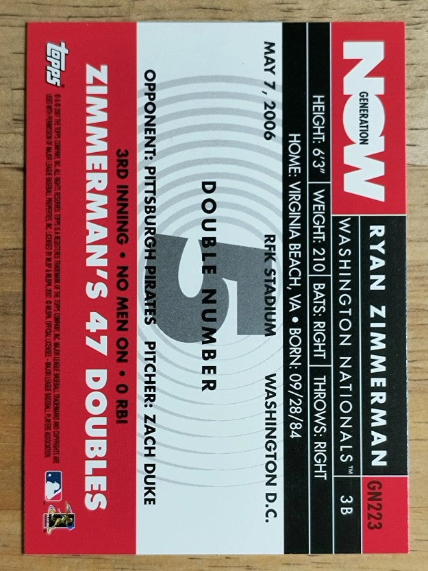 2007 Topps Generation Now #GN223 Ryan Zimmerman