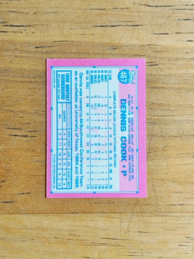 1991 Topps Micro #467 Dennis Cook