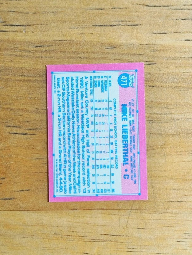 1991 Topps Micro #471 Mike Lieberthal