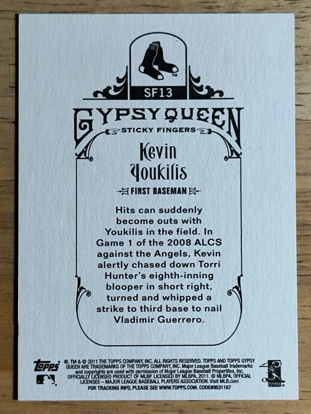 2011 Topps Gypsy Queen Sticky Fingers #SF13 Kevin Youkilis