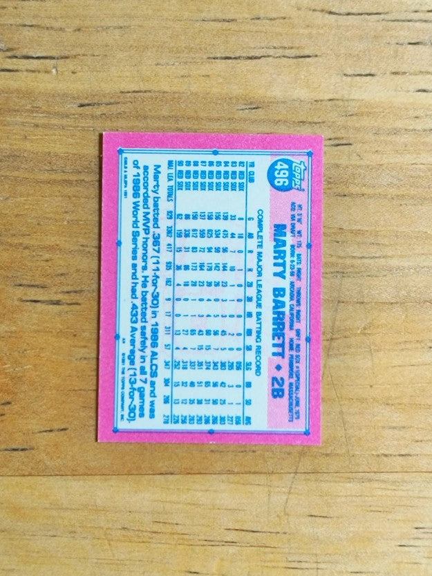 1991 Topps Micro #496 Marty Barrett