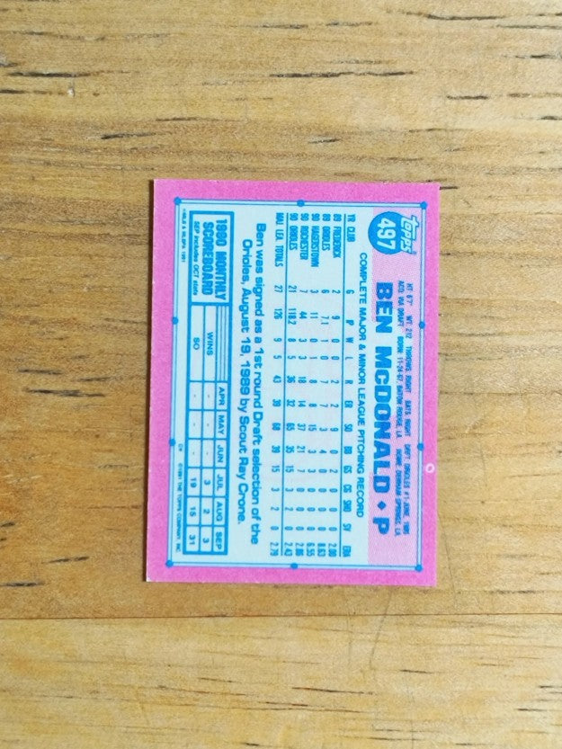 1991 Topps Micro #497 Ben McDonald