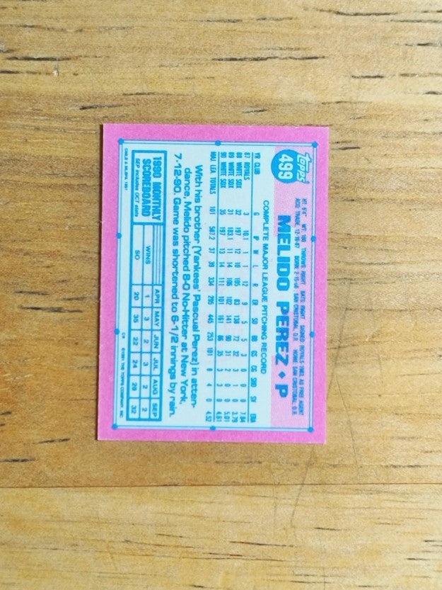 1991 Topps Micro #499 Melido Perez