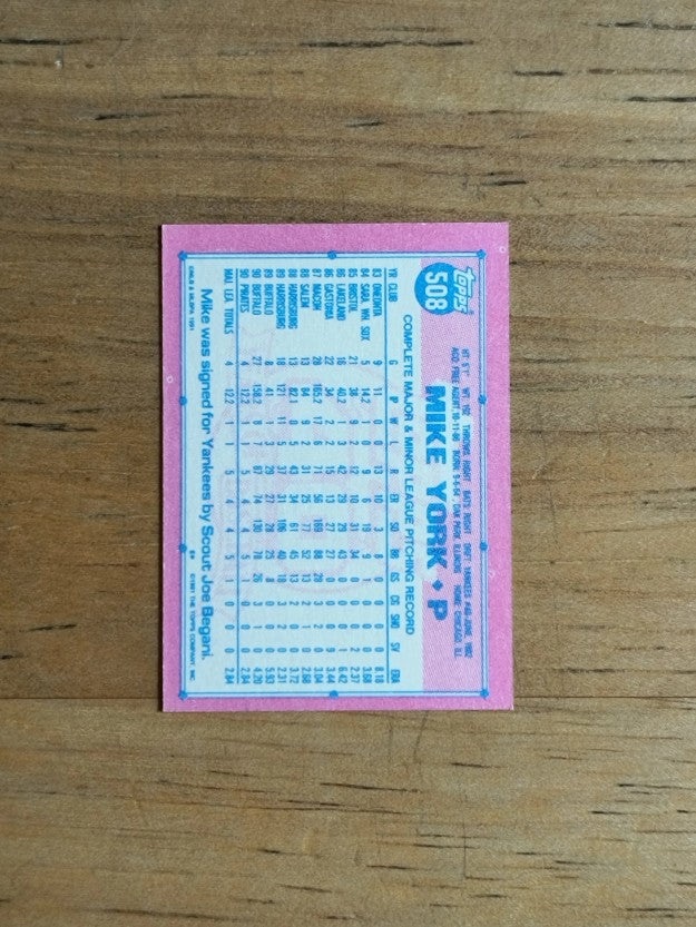 1991 Topps Micro #508 Mike York
