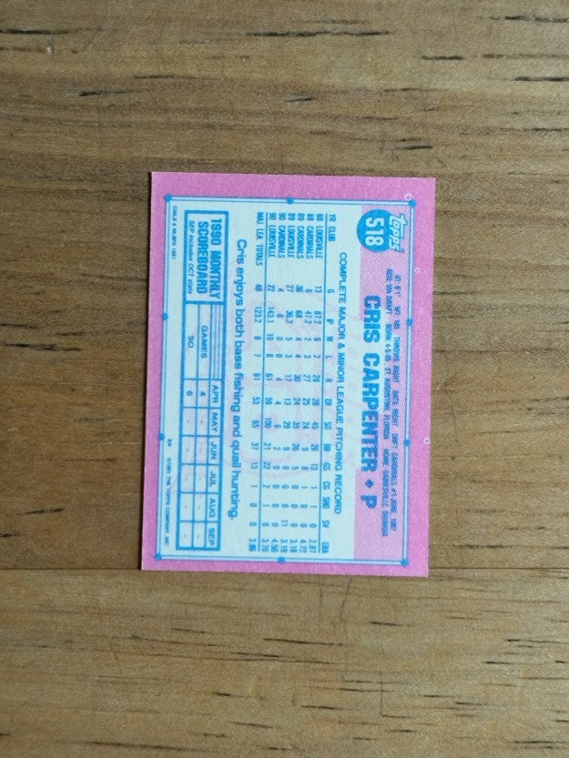 1991 Topps Micro #518 Cris Carpenter