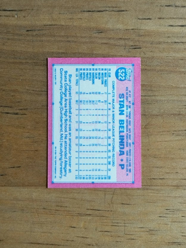 1991 Topps Micro #522 Stan Belinda