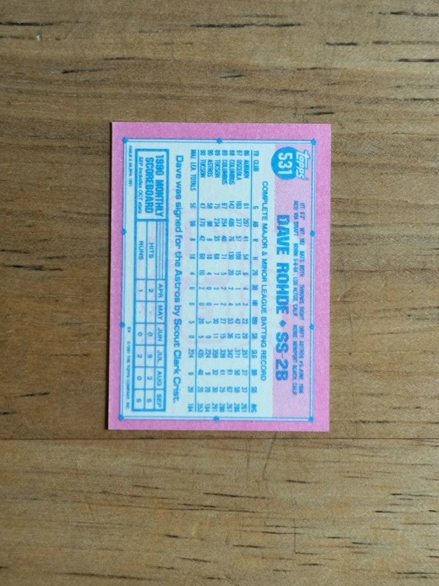 1991 Topps Micro #531 Dave Rohde