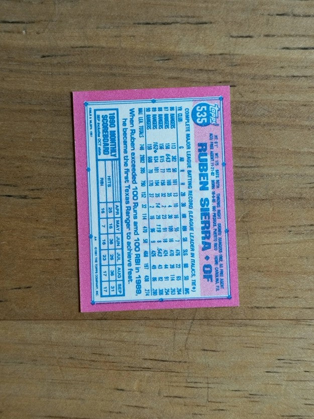 1991 Topps Micro #535 Ruben Sierra