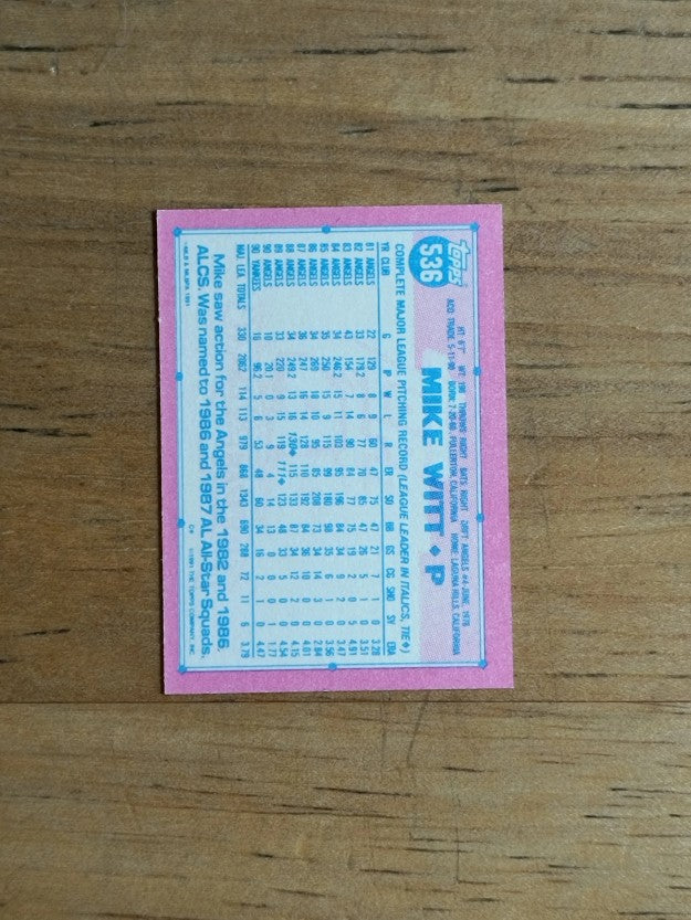 1991 Topps Micro #536 Mike Witt