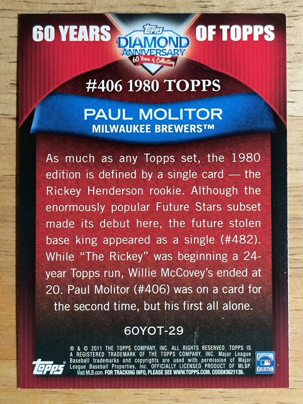 2011 Topps 60 Years of Topps #29 Paul Molitor