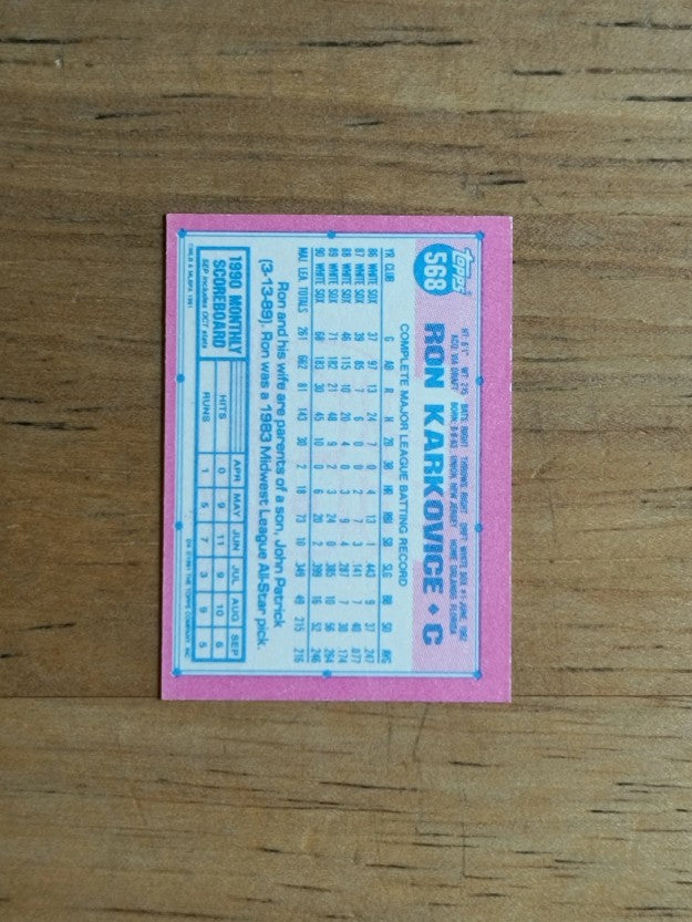 1991 Topps Micro #568 Ron Karkovice