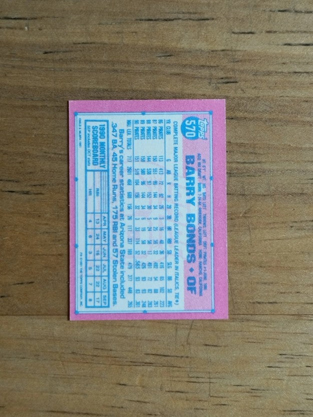 1991 Topps Micro #570 Barry Bonds