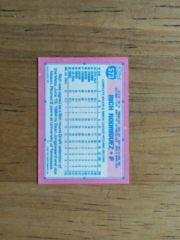 1991 Topps Micro #573 Rich Rodriguez