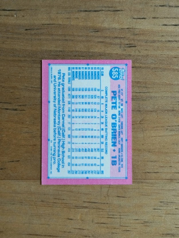 1991 Topps Micro #585 Pete O'Brien