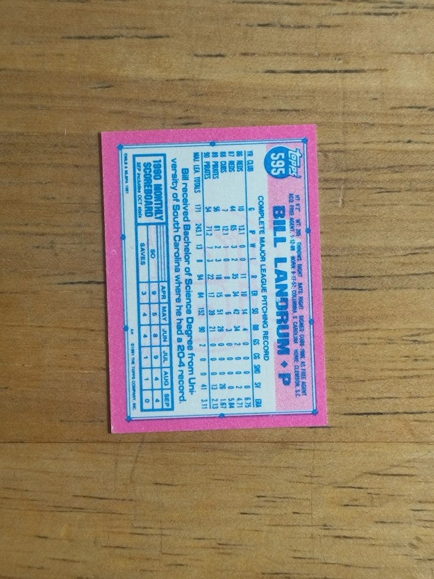 1991 Topps Micro #595 Bill Landrum