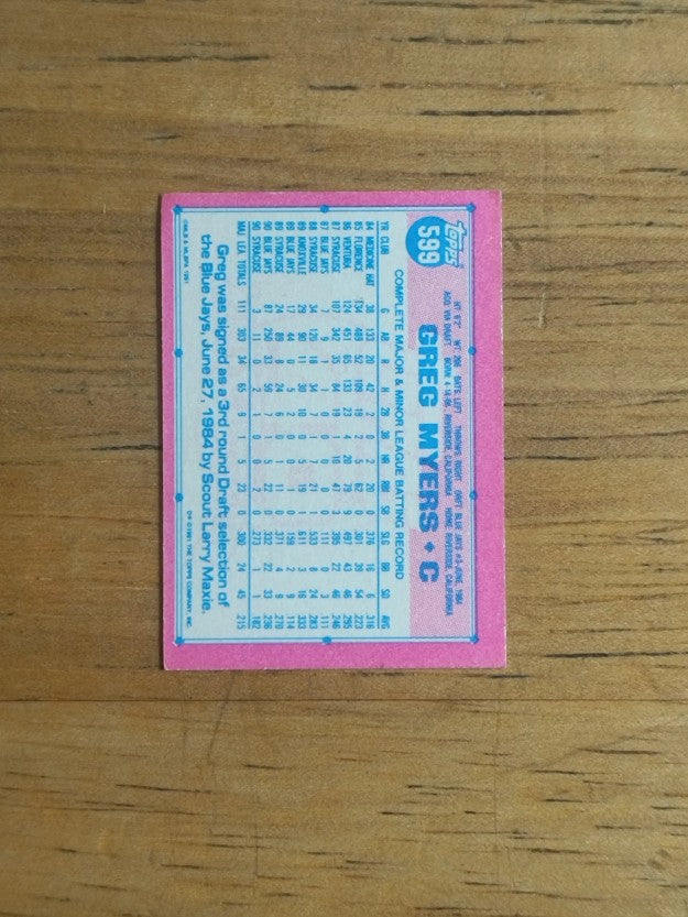 1991 Topps Micro #599 Greg Myers