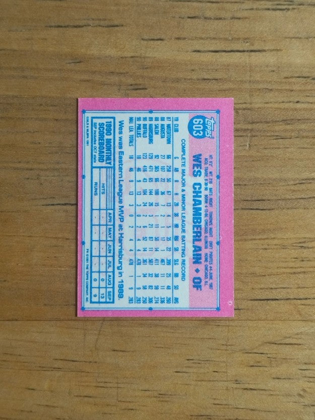 1991 Topps Micro #603 Wes Chamberlain RC
