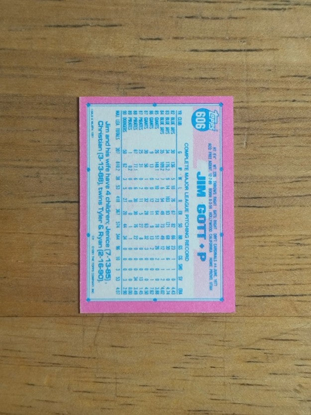 1991 Topps Micro #606 Jim Gott