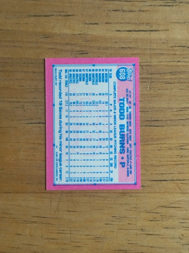 1991 Topps Micro #608 Todd Burns