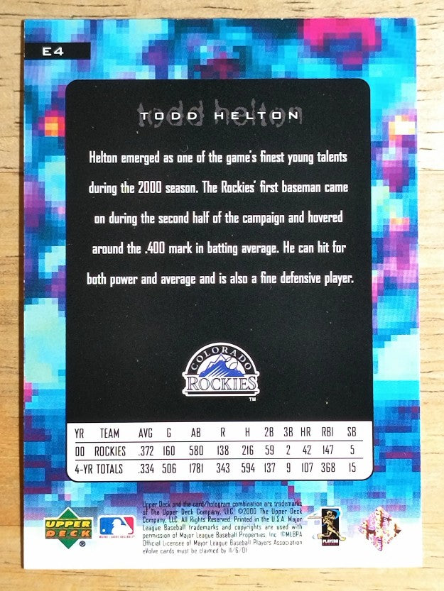 2001 Upper Deck e-Card #E4 Todd Helton