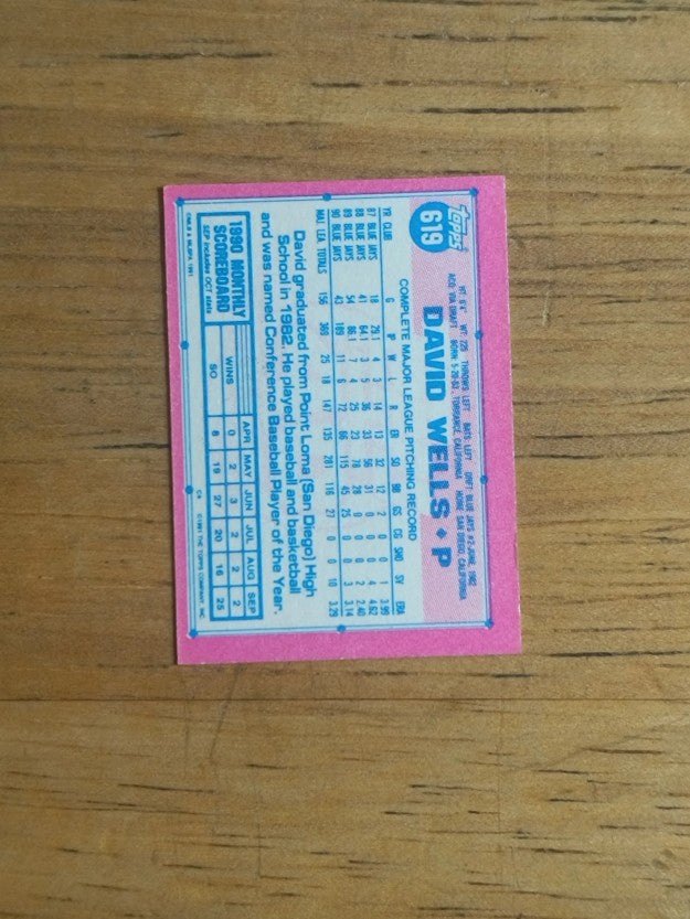 1991 Topps Micro #619 David Wells