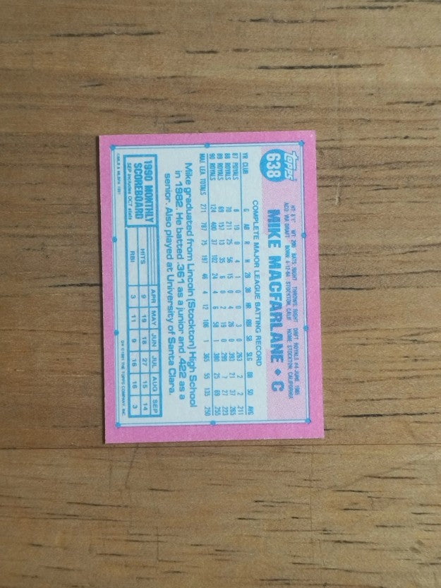 1991 Topps Micro #638 Mike Macfarlane