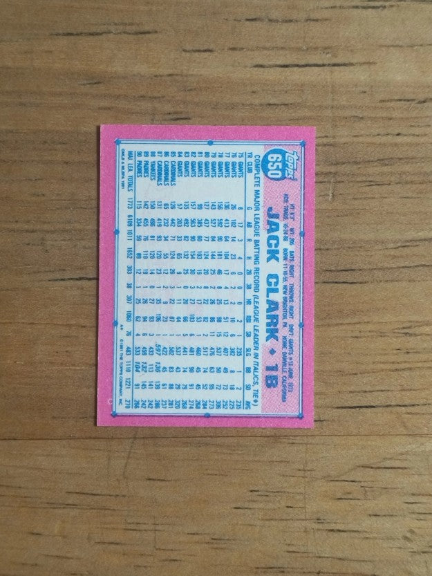 1991 Topps Micro #650 Jack Clark