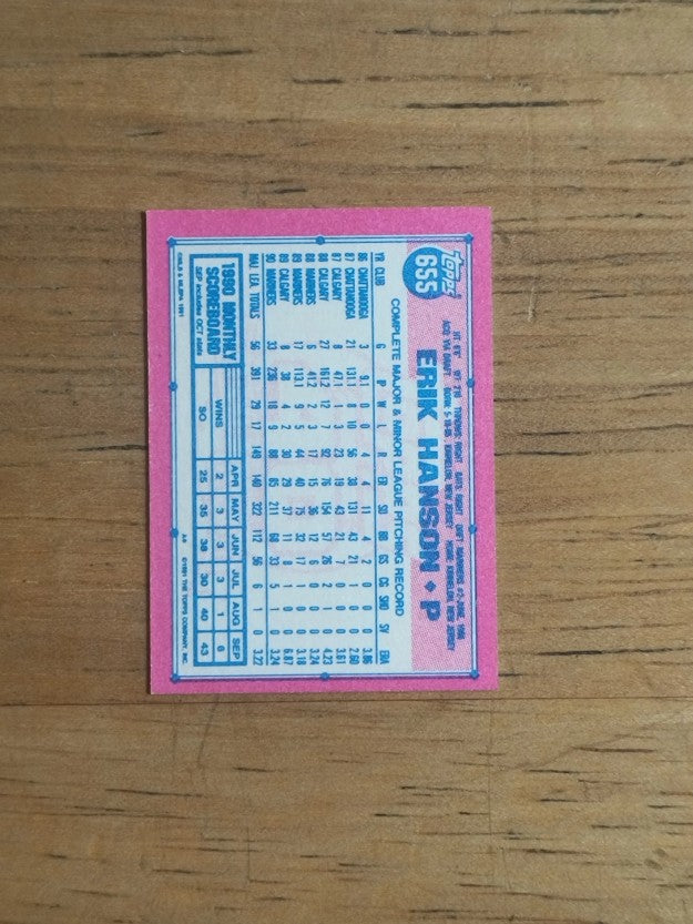 1991 Topps Micro #655 Erik Hanson