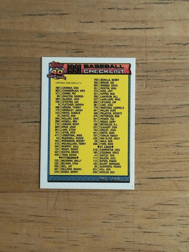 1991 Topps Micro #656 Checklist 5