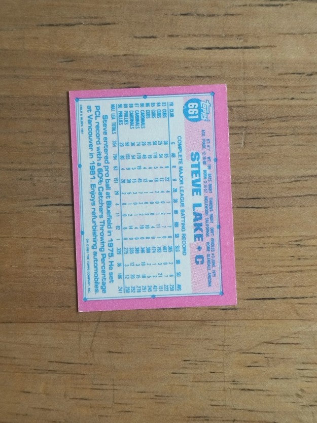 1991 Topps Micro #661 Steve Lake