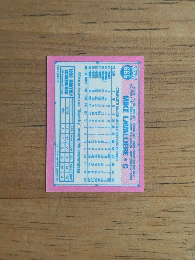 1991 Topps Micro #665 Mike LaValliere