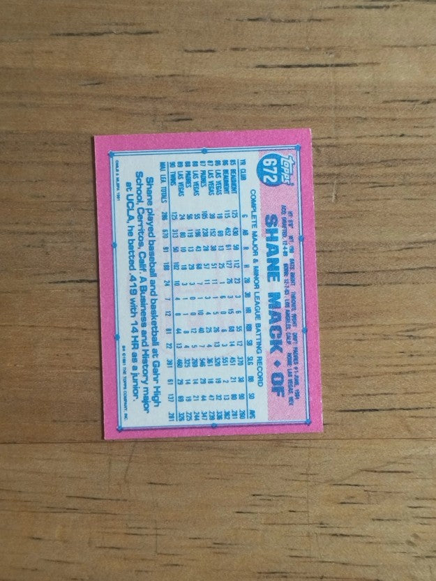 1991 Topps Micro #672 Shane Mack