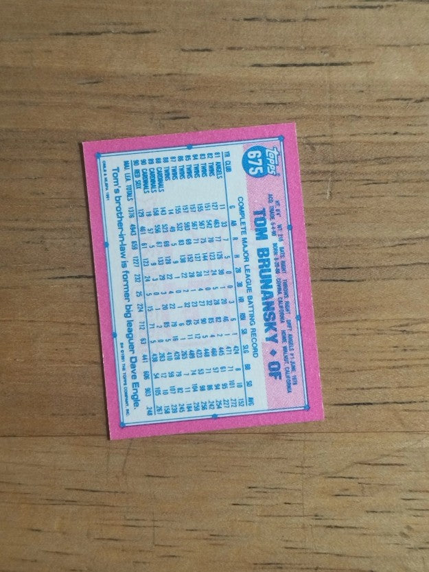 1991 Topps Micro #675 Tom Brunansky