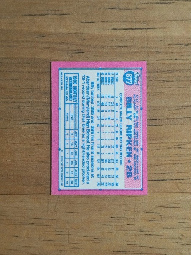 1991 Topps Micro #677 Billy Ripken
