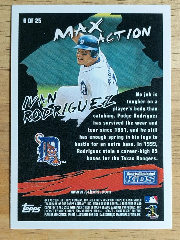 2006 Topps Opening Day Sports Illustrated For Kids #6 Ivan Rodriguez