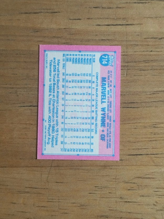 1991 Topps Micro #714 Marvell Wynne