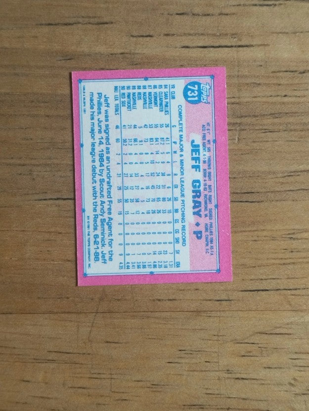 1991 Topps Micro #731 Jeff Gray