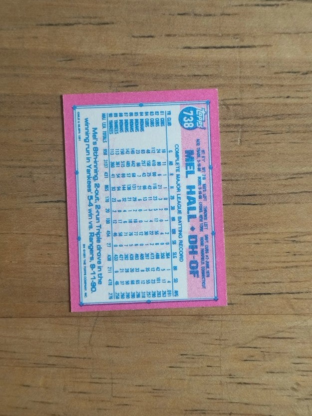 1991 Topps Micro #738 Mel Hall