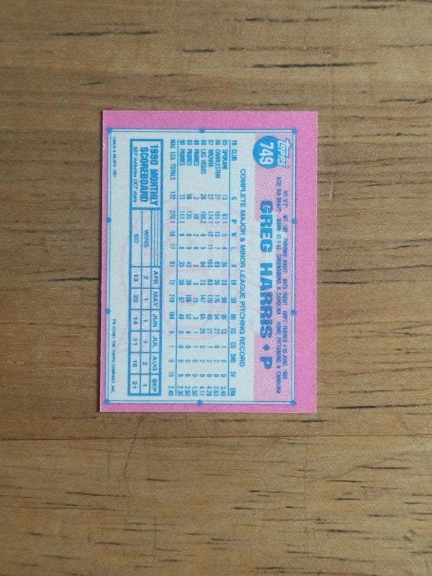 1991 Topps Micro #749 Greg W. Harris