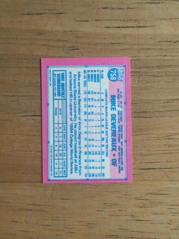 1991 Topps Micro #758 Mike Devereaux